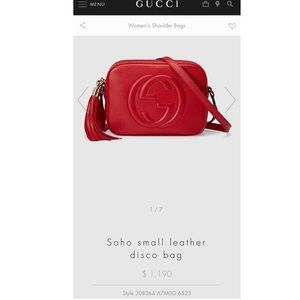 Soho small red leather GUCCI bag